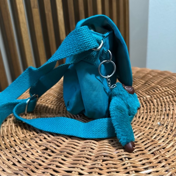 Kipling Sabian Mini Teal Crossbody Bag Small Purse Ashley Keychain - Picture 3 of 8